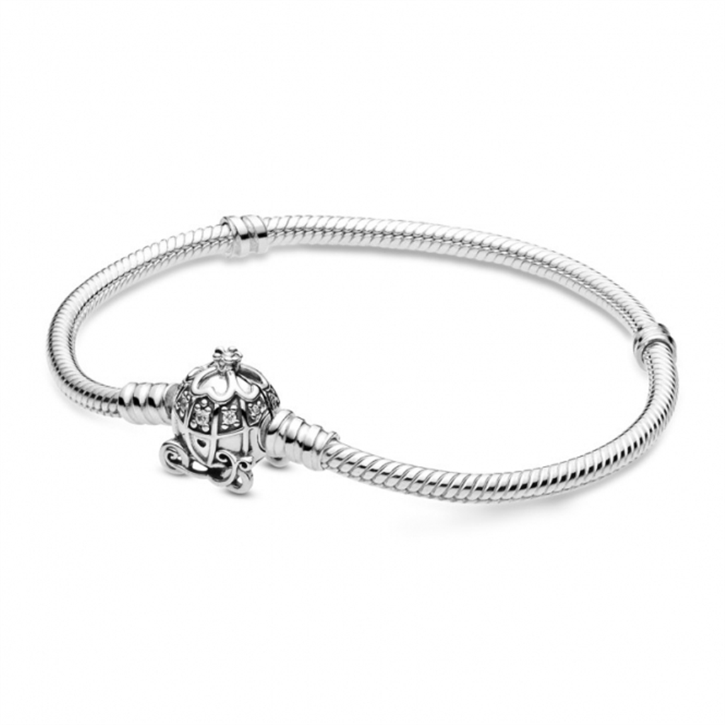 Disney Cinderella Pumpkin Coach Clasp Pandora Moments Bracelet Size 19