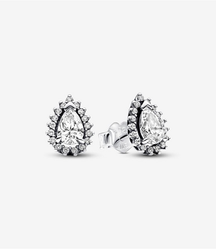 Pandora Timeless Sparkling Pear Halo Stud Earrings