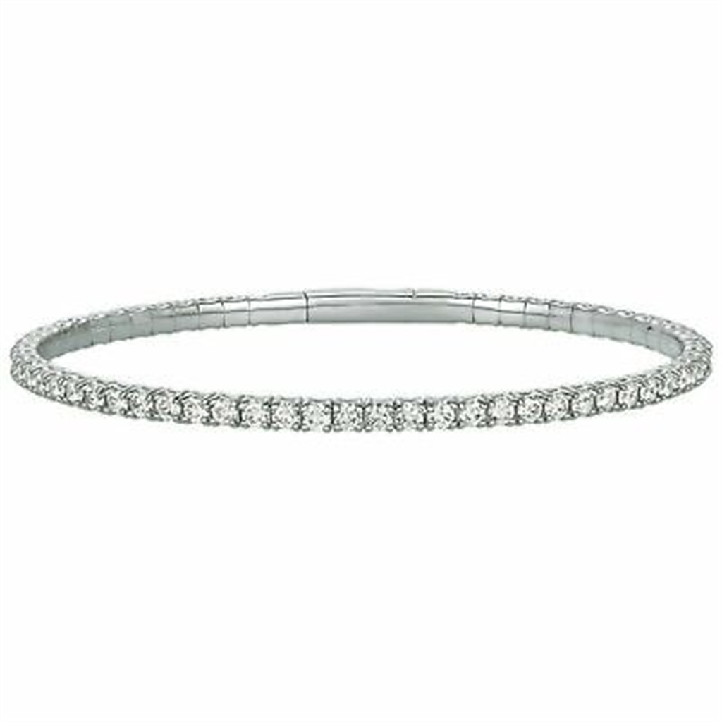 14K Gold 2 CTW Flex Half Diamond Bangle Bracelet