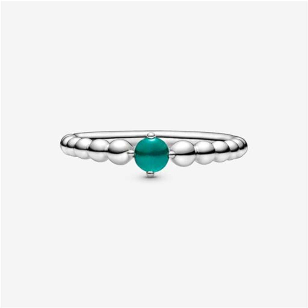 Pandora Moments May Rainforest Green Beaded Ring Size 5