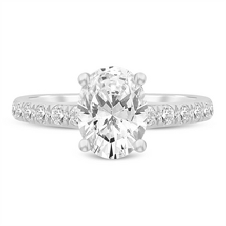 14K White Gold 2.44 CTTW Oval Diamond Semi-Mount Engagement Ring