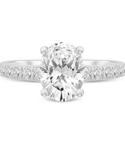 14K White Gold 2.44 CTTW Oval Diamond Semi-Mount Engagement Ring