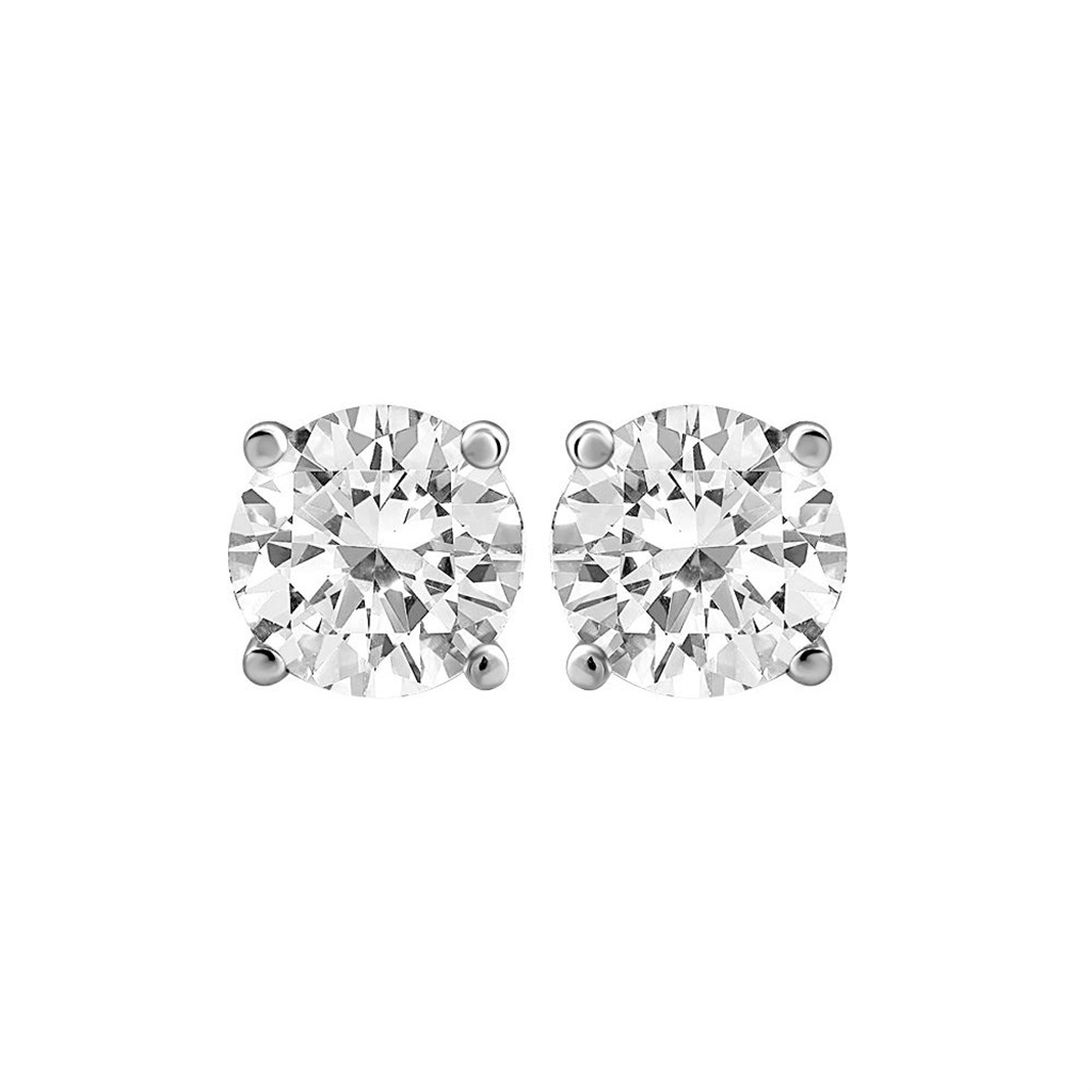 14K White Gold And .20 CT Diamond Stud Earrings