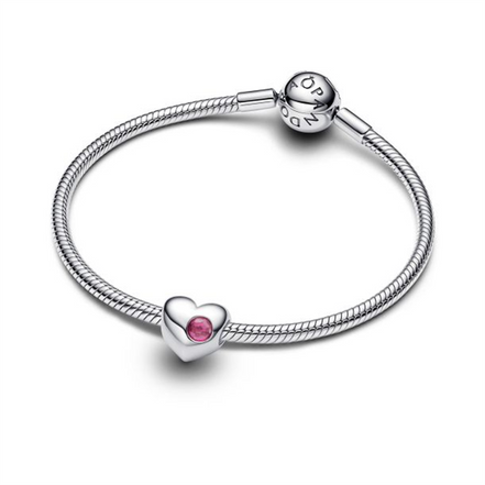 Pandora Engravable Pink Stone Heart Charm