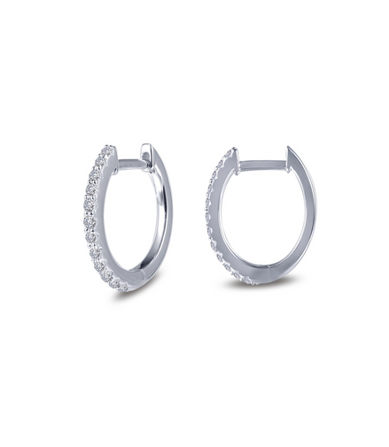 LaFonn 0.24 CTW Simulated Diamond Oval Huggie Hoop Earrings