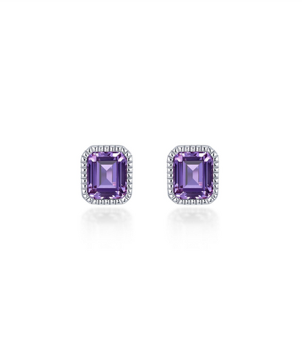 Lafonn 1.76 CTW Simulated Diamond And Amethyst February Birthstone Solitaire Stud Earrings