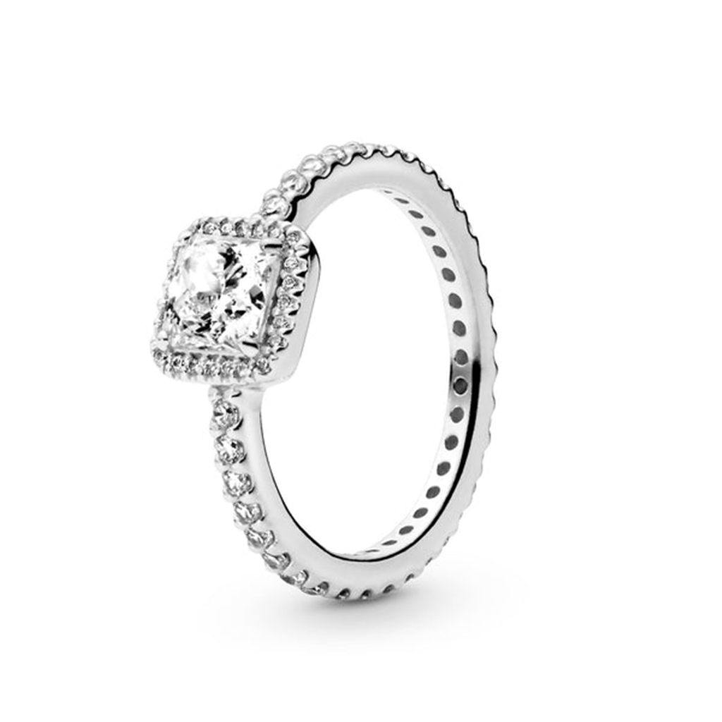Pandora Timeless Square Sparkle Halo Ring Size 4.5