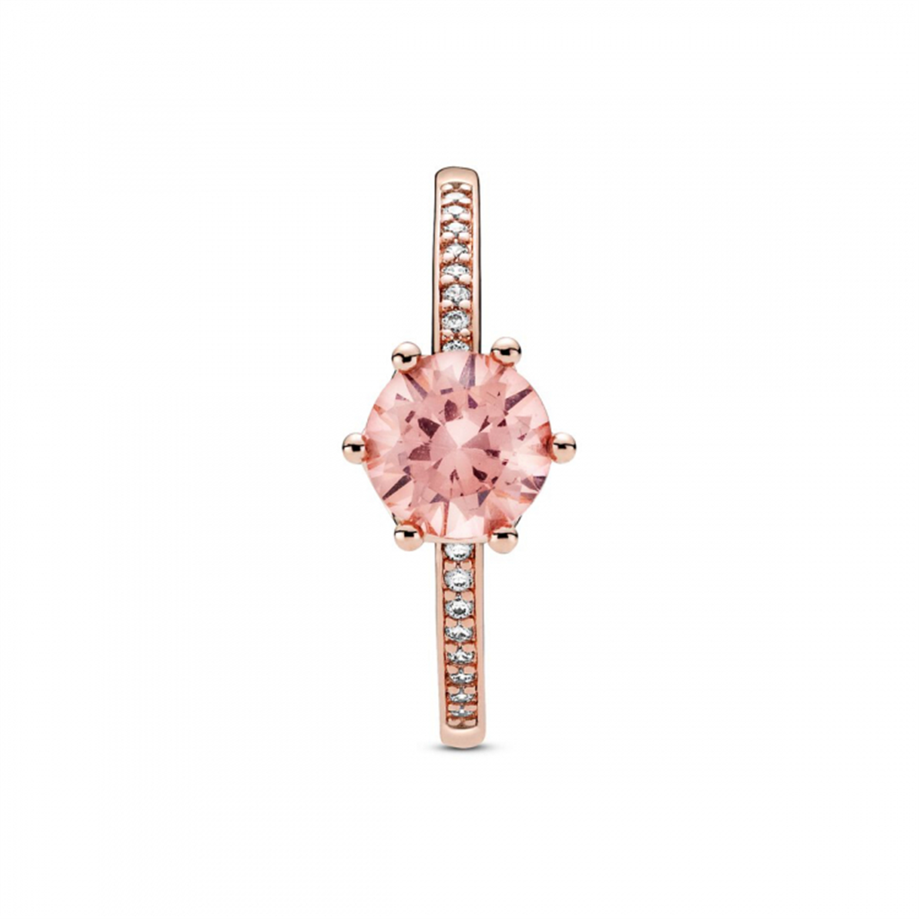Pandora Moments Pink Sparkling Crown Solitaire Ring Size 6