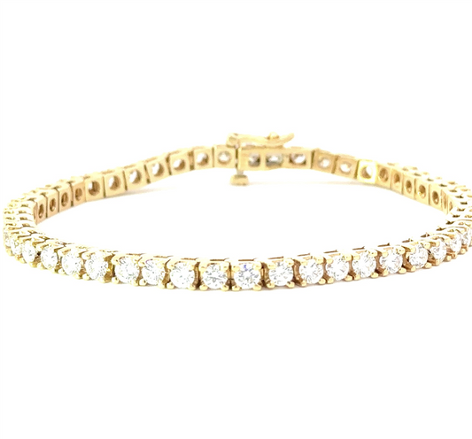 Ladies 14K Gold And 5 CT Diamond Tennis Bracelet