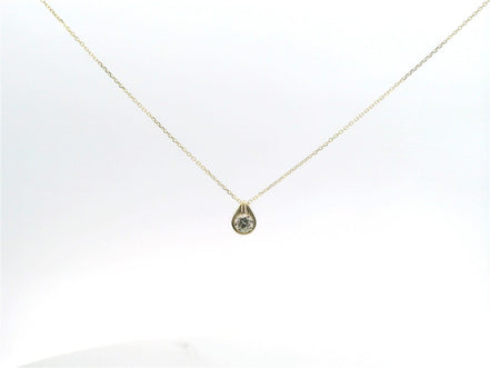 14K Yellow Gold And 0.40 CTW Diamond Bezel Set Pendant Necklace
