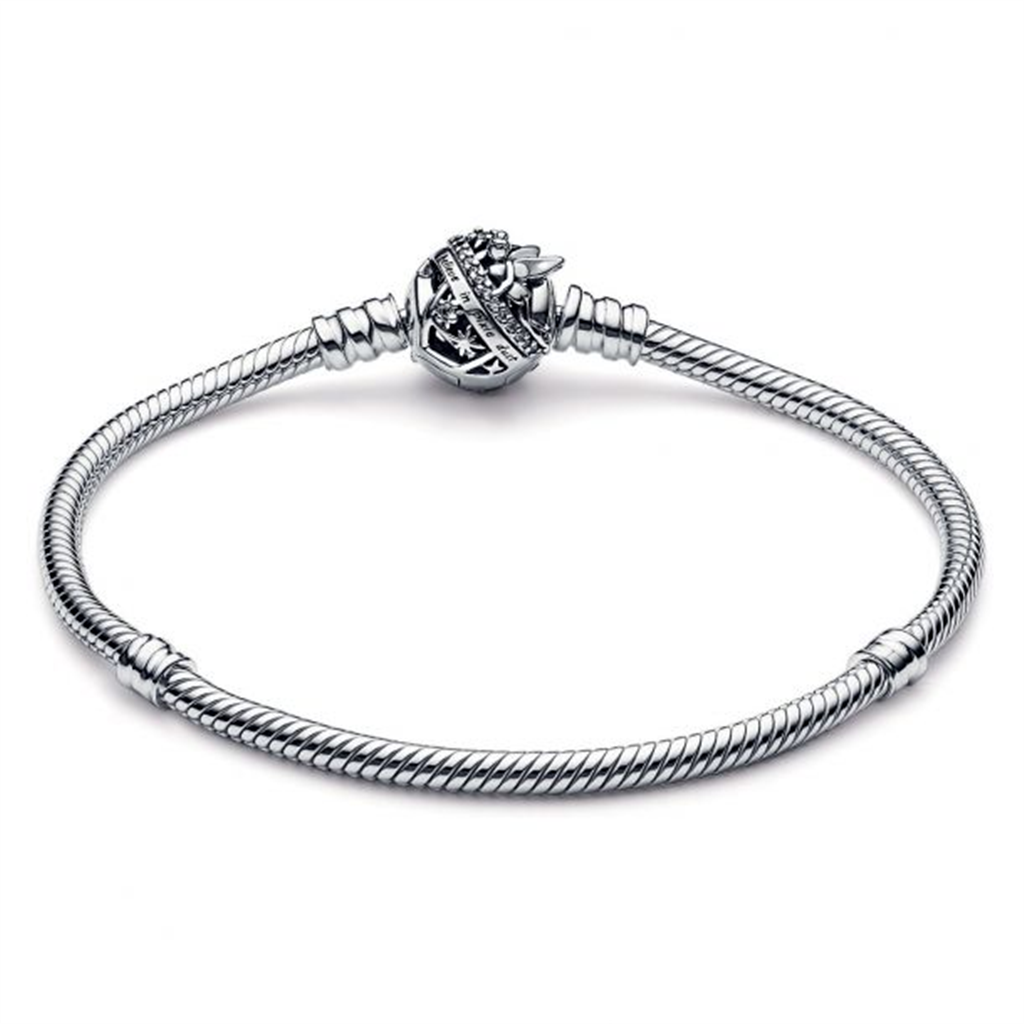 Pandora Disney Tinker Bell Clasp Moments Snake Chain Bracelet Size 19