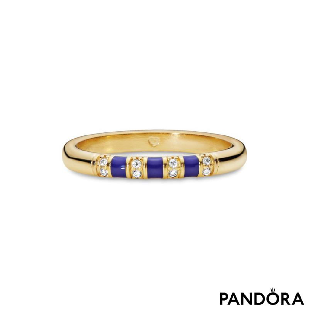 Pandora Timeless Exotic Stripes And Stones Ring Size 6
