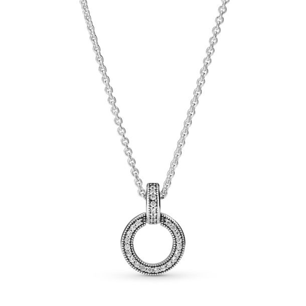 Pandora Signature Double Circle Pendant & Necklace 45 cm