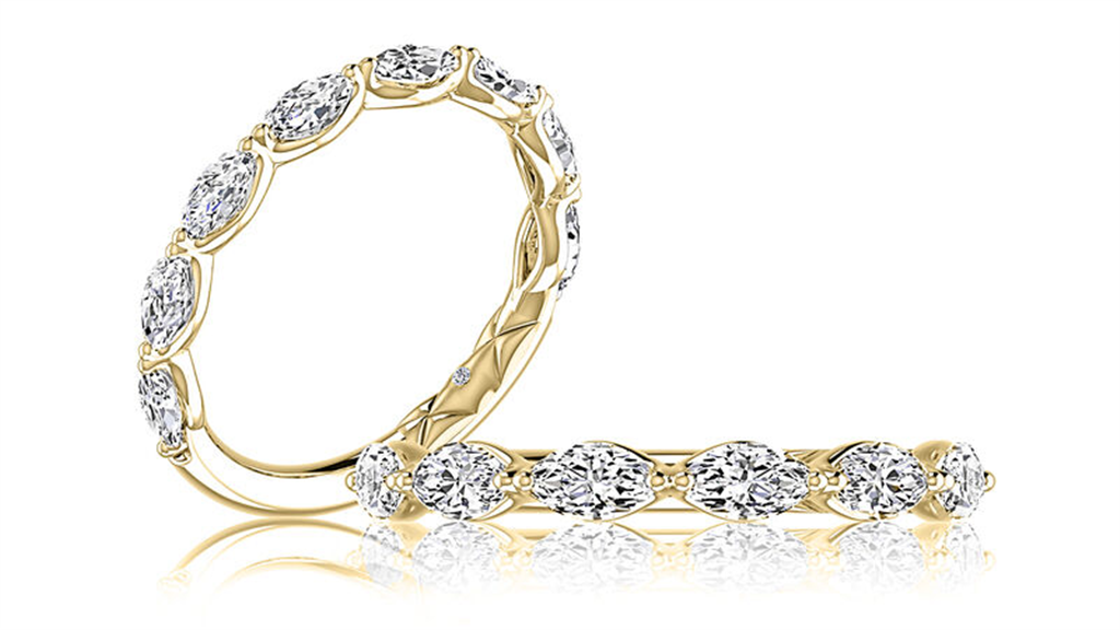 A.JAFFE 14K Gold Marquise Diamond Wedding Band