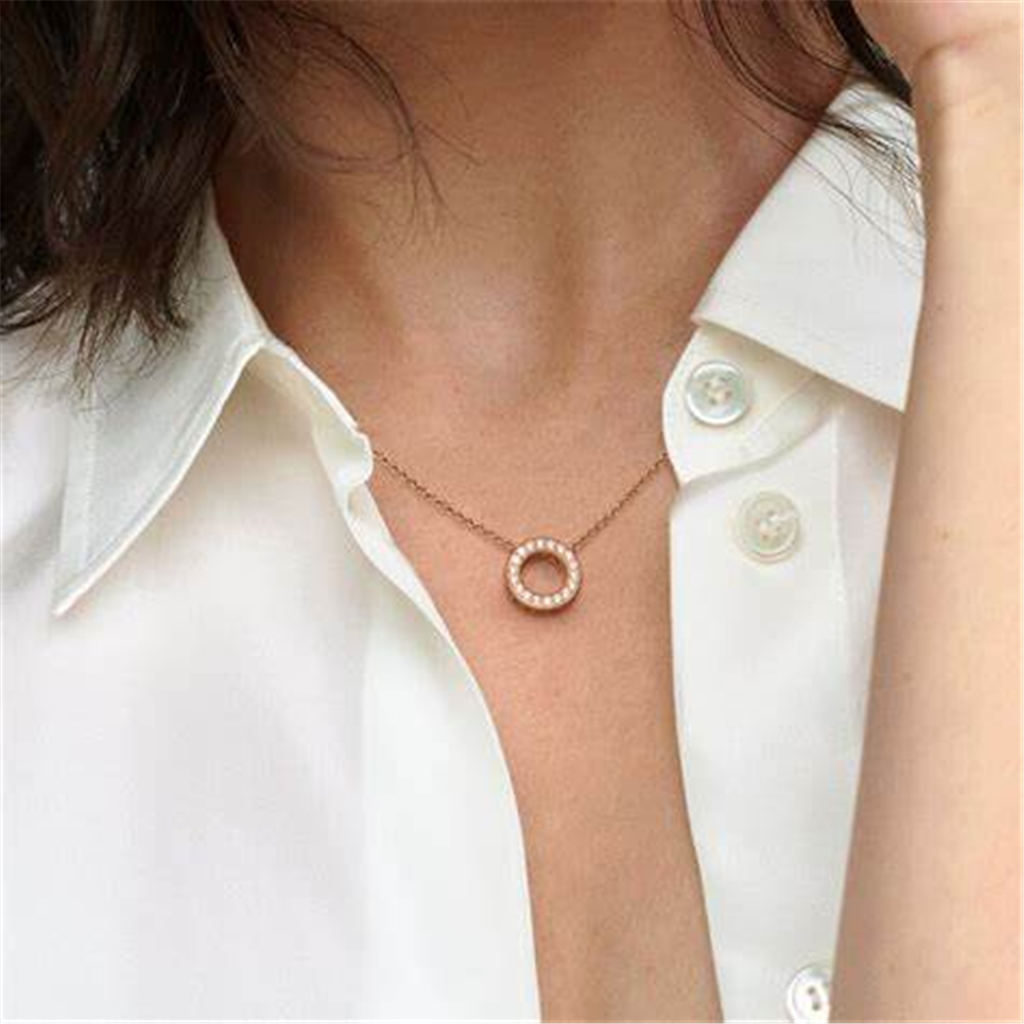 Pandora Signature Rose Logo Pavé Circle Collier Necklace 45 cm