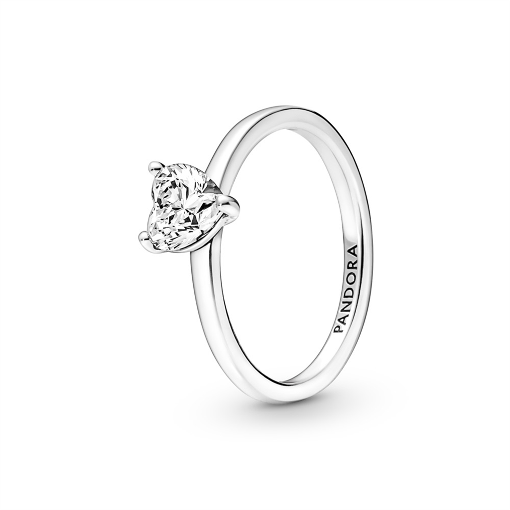 Pandora Timeless Sparkling Heart Solitaire Ring Size 7
