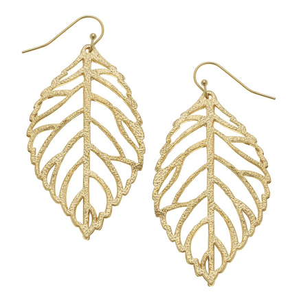 Susan Shaw Gold Plated Leaf Dangle Earrings