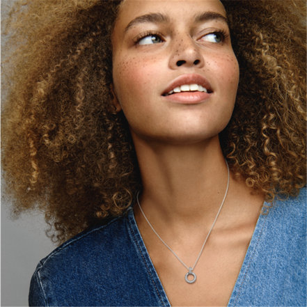 Pandora Signature Double Circle Pendant & Necklace 45 cm