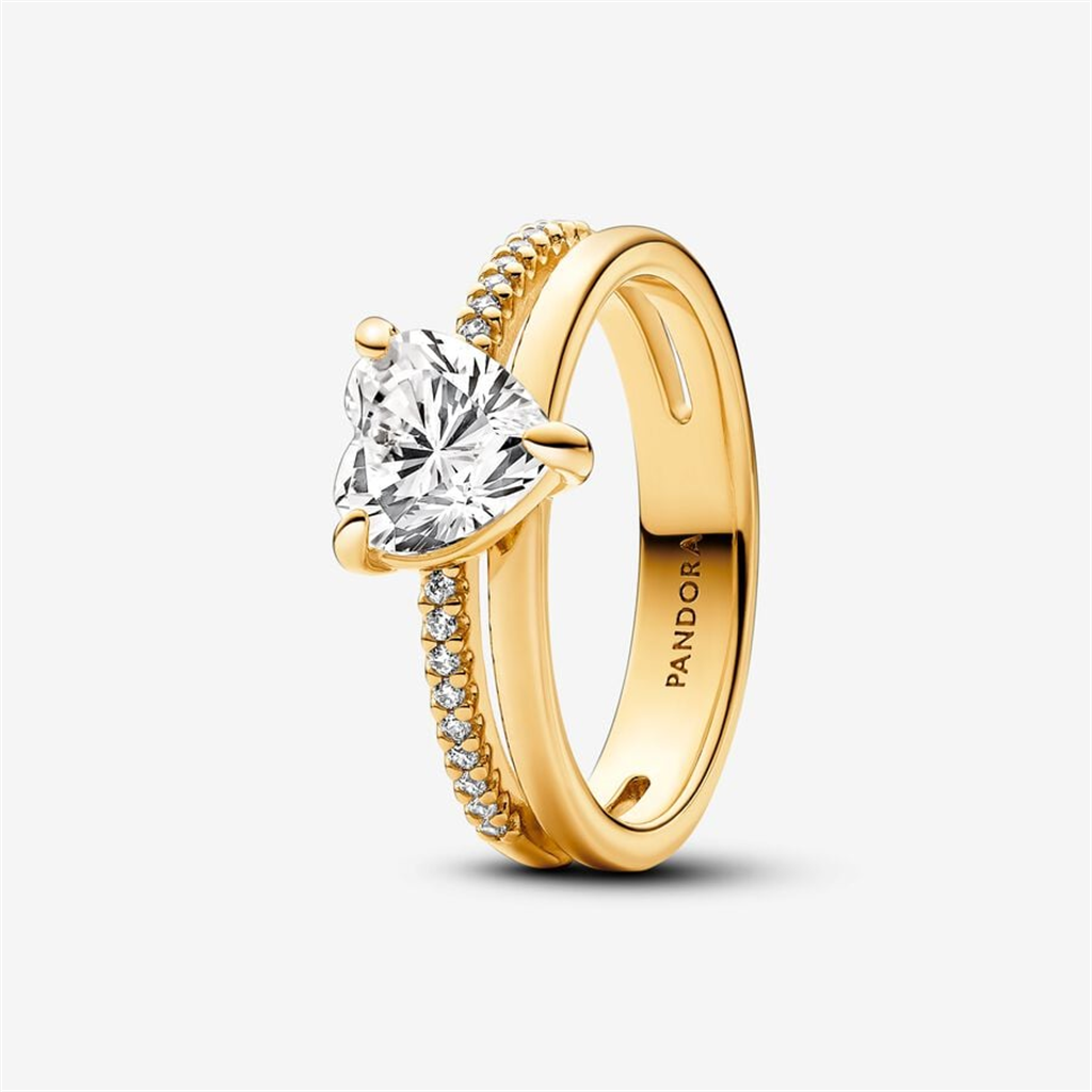 Pandora Timeless Double Band Heart Ring Size 8.5