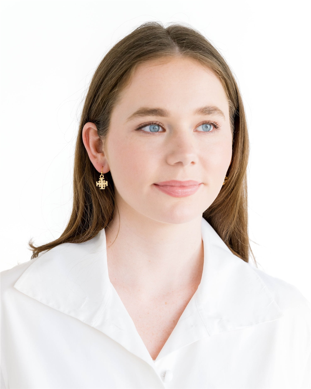 Susan Shaw Gold Plated Jerusalem Cross Drop Earrings