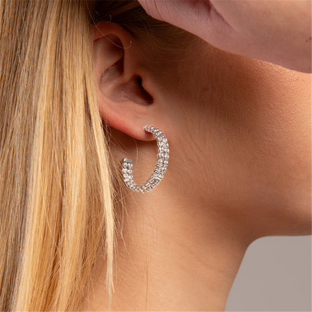 Desmos Crystal Double Row Hoop Earrings