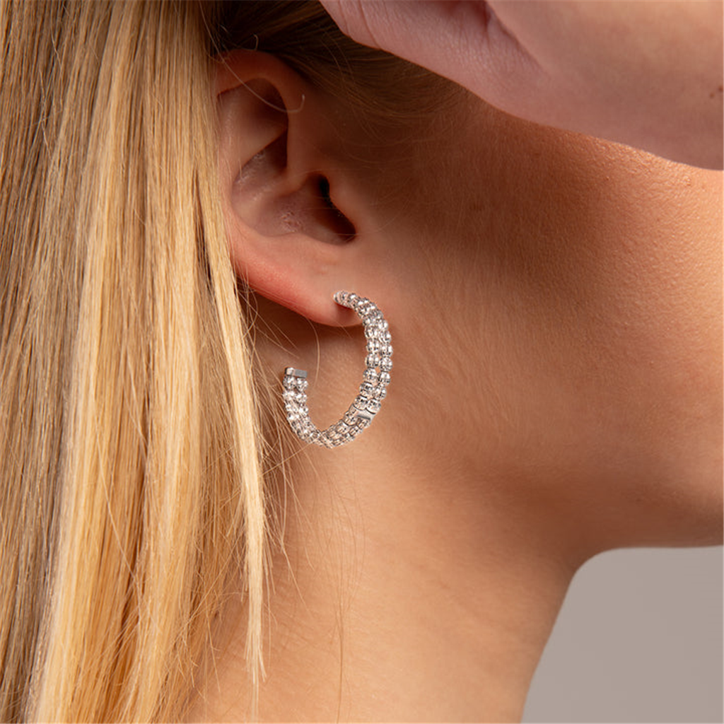Desmos Crystal Double Row Hoop Earrings