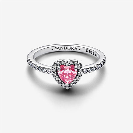 Pandora Timeless Elevated Pink Heart Ring Size 6