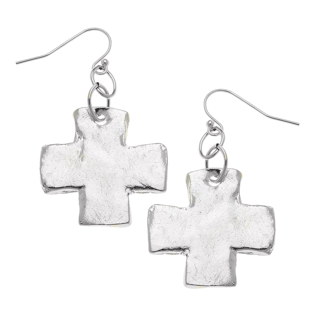 Susan Shaw Mini Silver Cross Dangle Earrings
