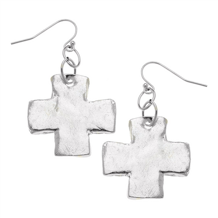 Susan Shaw Mini Silver Cross Dangle Earrings