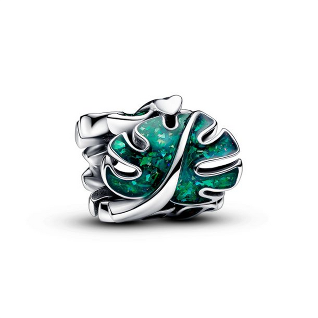 Pandora Moments Green Monstera Leaves Charm