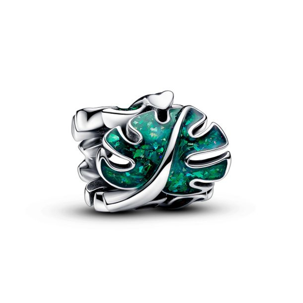 Pandora Moments Green Monstera Leaves Charm