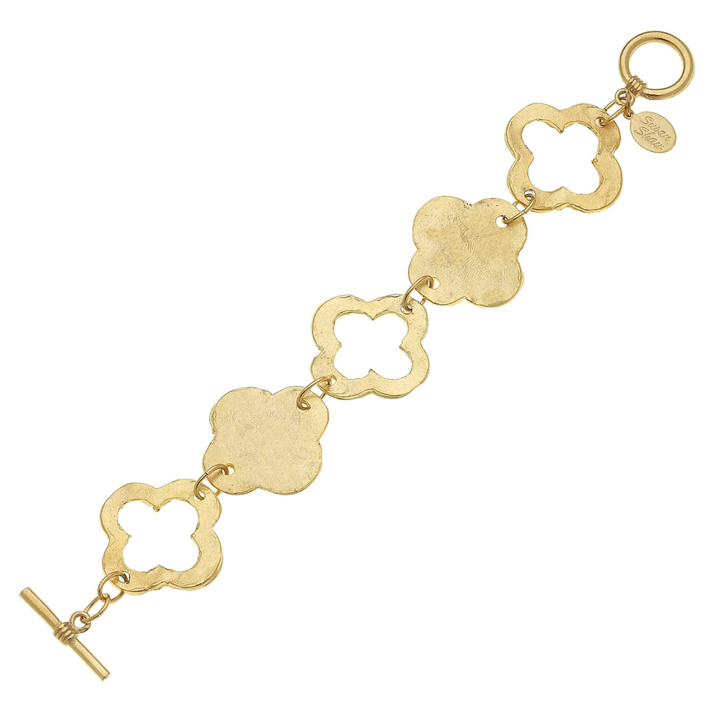 Susan Shaw Linked Clover Toggle Bracelet