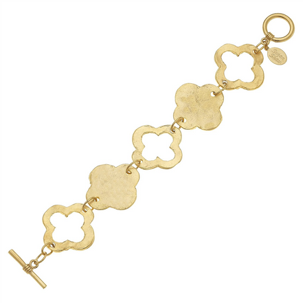 Susan Shaw Linked Clover Toggle Bracelet