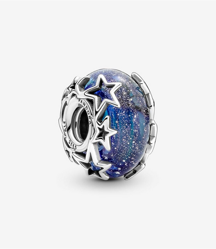 Pandora Moments Galaxy Blue And Star Murano Charm