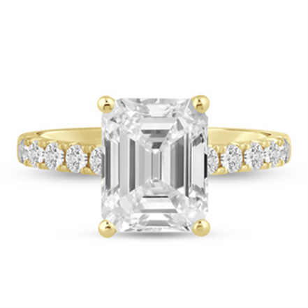 14k Yellow Gold 4.5 CTW Emerald Cut Lab Grown Diamond Semi-Mount Ring