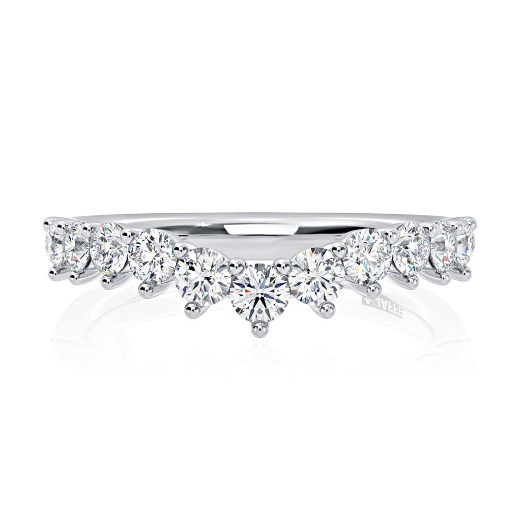 A.JAFFE 14K Gold V-Curved Diamond Pavé Wedding Band