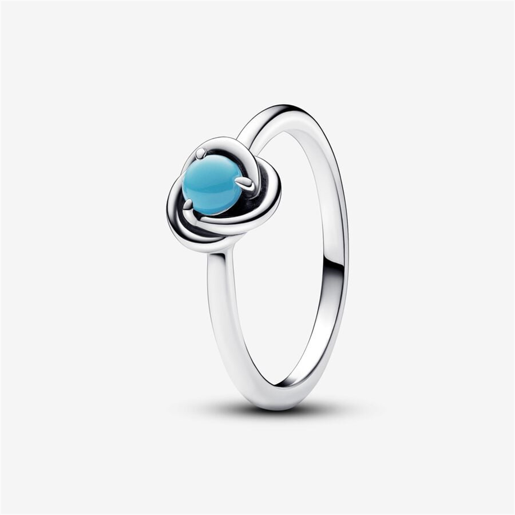 Pandora Moments December Turquoise Blue Eternity Circle Ring Size 6