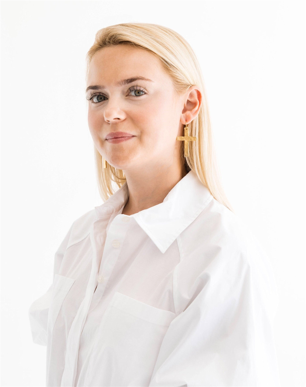 Susan Shaw 24K Triple Plated Gold Cross Earrings