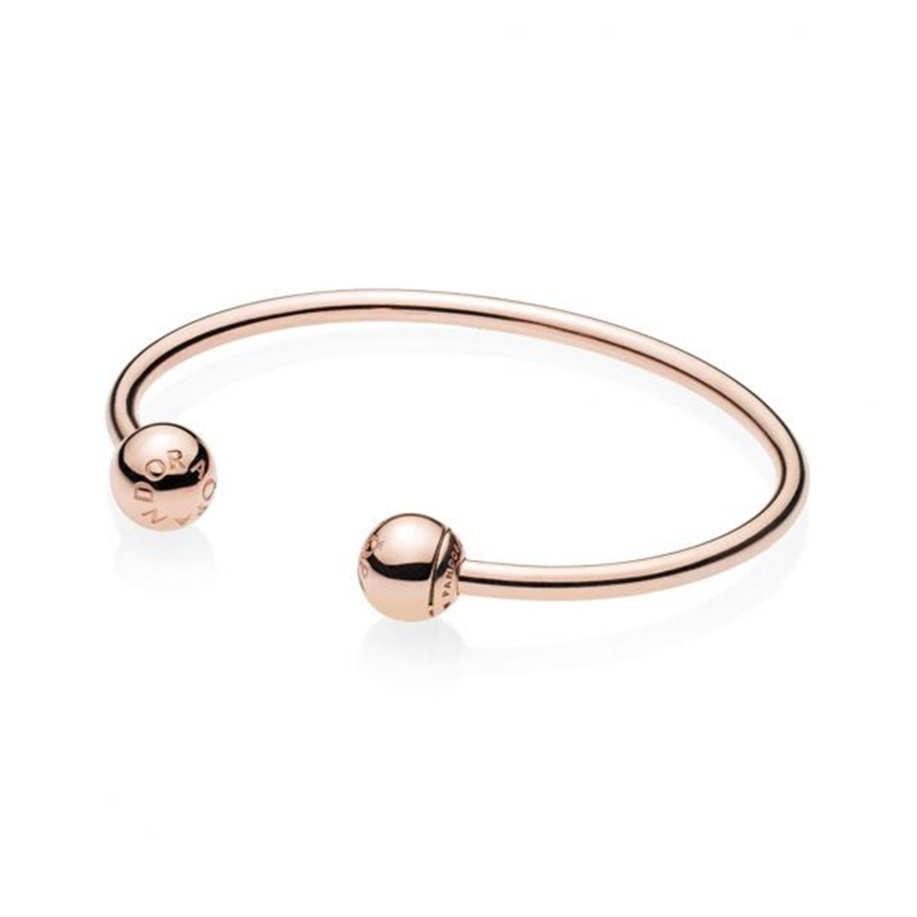 Pandora Moments Rose Open Bangle Charm Bracelet Size 2
