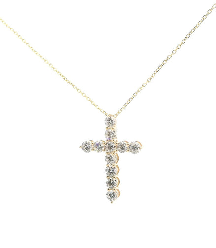 14K Yellow Gold 1 CTW Lab Grown Diamond Cross Pendant Necklace