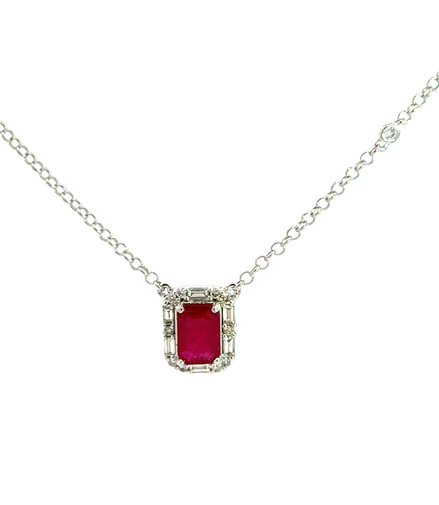 Ruby and Diamond Pendant Necklace