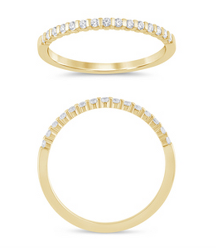 14K Yellow Gold 0.14 CTW Diamond Bar Set Half Eternity Band