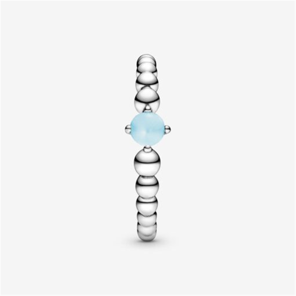 Pandora Moments December Sky Blue Beaded Ring Size 6