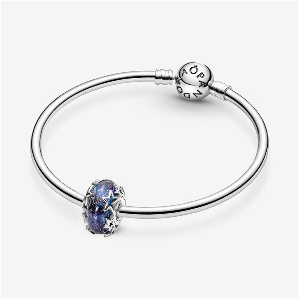 Pandora Moments Galaxy Blue And Star Murano Charm