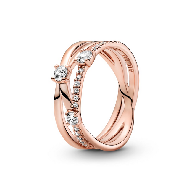 Pandora Timeless Sparkling Triple Band Ring Size 5