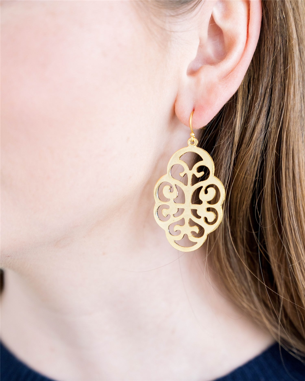 Susan Shaw Leaf Cut Out Earrings