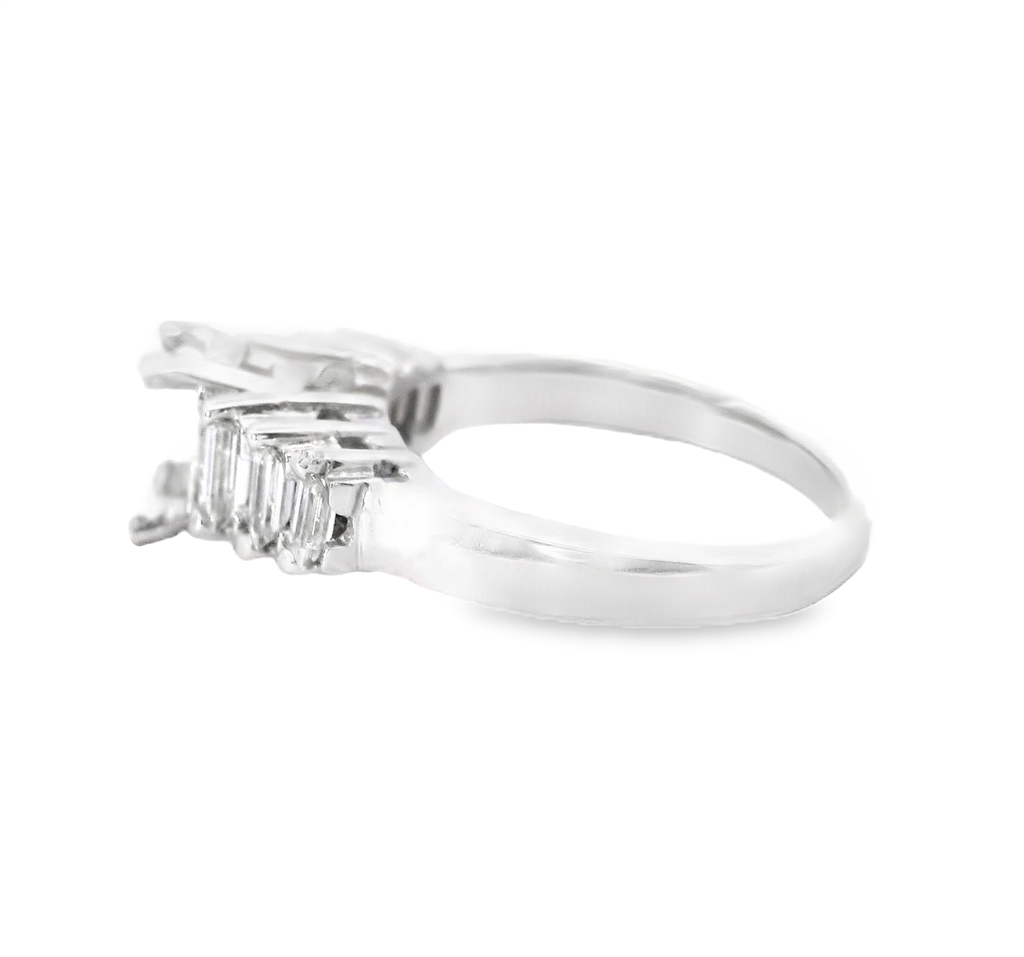 14K White Gold And 0.62 CTW Baguette Diamond Semi-Mount Engagement Ring