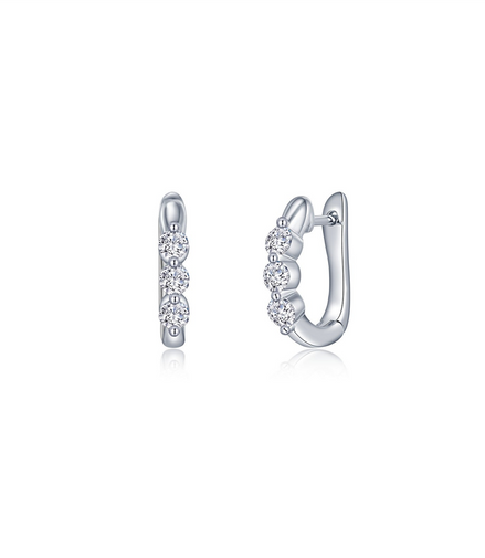 1.0 CTW 3-Stone Huggie Hoop Earrings