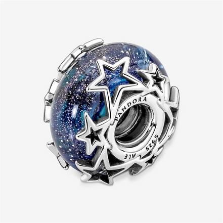 Pandora Moments Galaxy Blue And Star Murano Charm