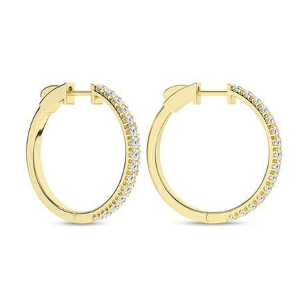 Revelation 14K Yellow Gold 1 CTW Diamond Hoop Earrings